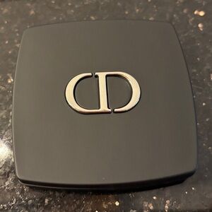 New DIOR Matte Black Compact Mirror Dual Sided Silver CD Logo